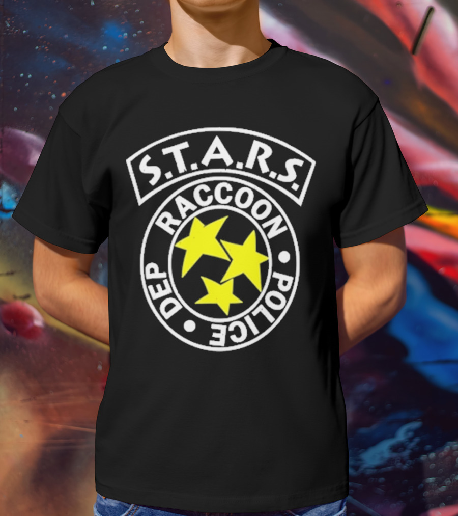 S.T.A.R.S. Raccoon Police Department Logo With Yellow Stars T-Shirt
