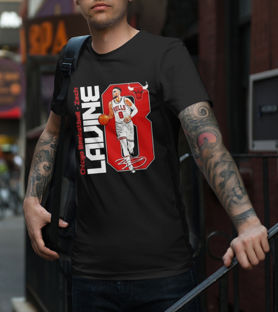 Zach Lavine Chicago Basketball Bulls Number 8 Signature T-Shirt