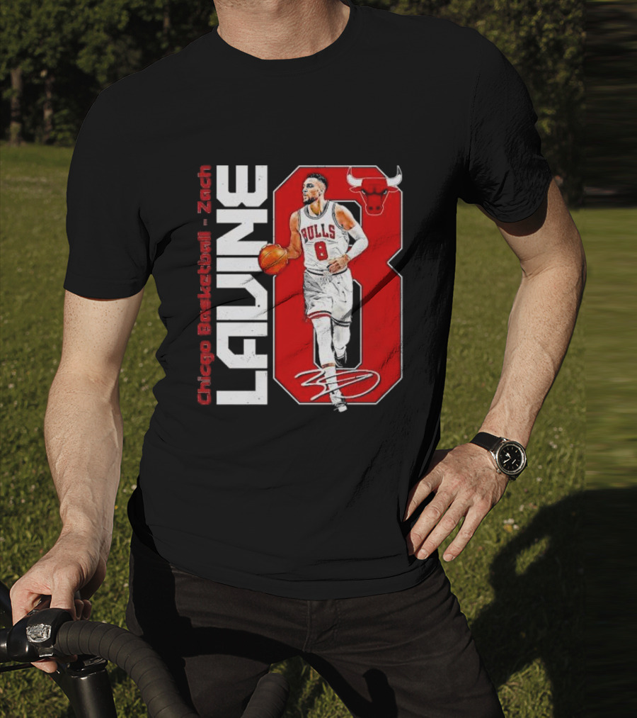Zach Lavine Chicago Basketball Bulls Number 8 Signature T-Shirt