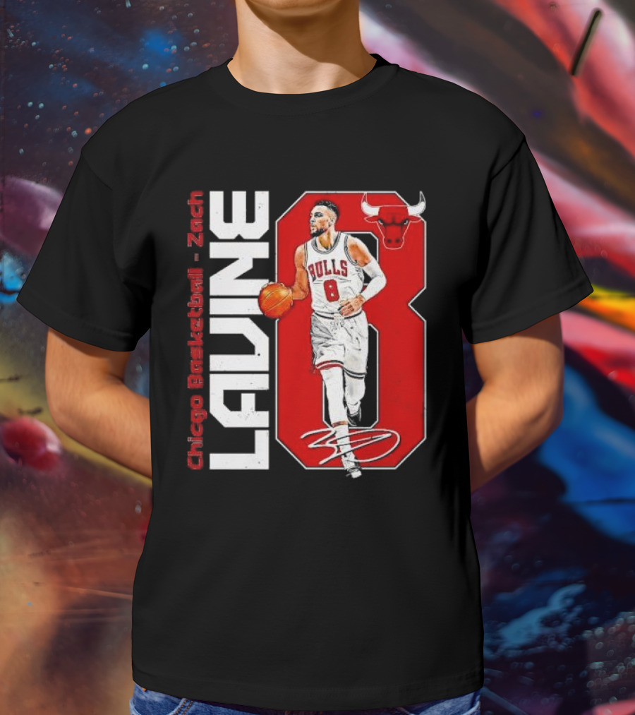 Zach Lavine Chicago Basketball Bulls Number 8 Signature T-Shirt