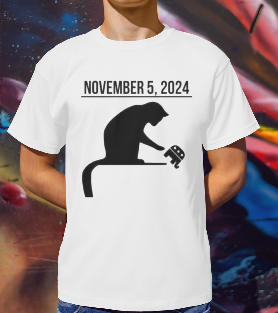 Cat Lady Knocking Republican Elephant November 5 T-Shirt