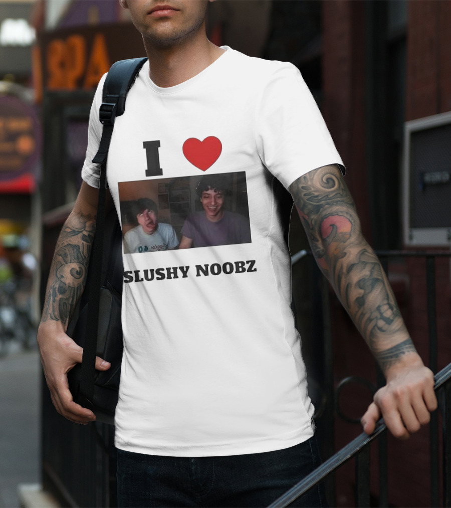 I Love Slushy Noobz Funny Duo Smiling Photo T-Shirt