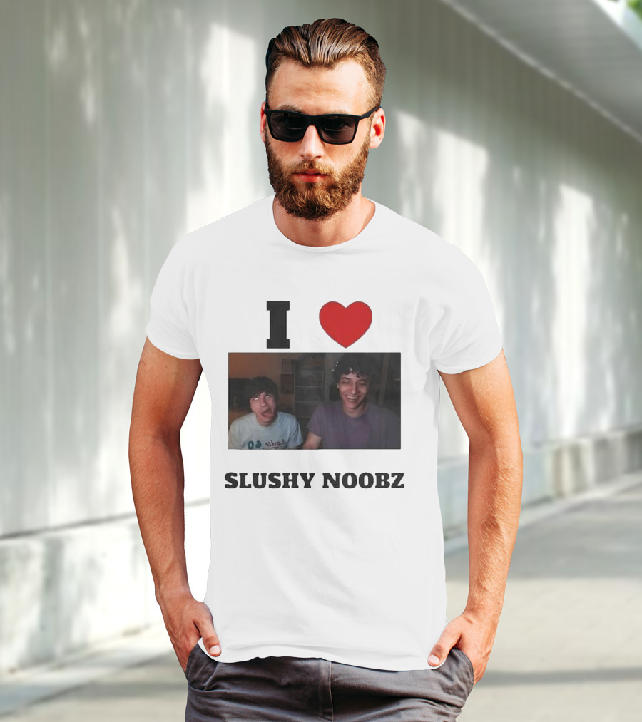 I Love Slushy Noobz Funny Duo Smiling Photo T-Shirt