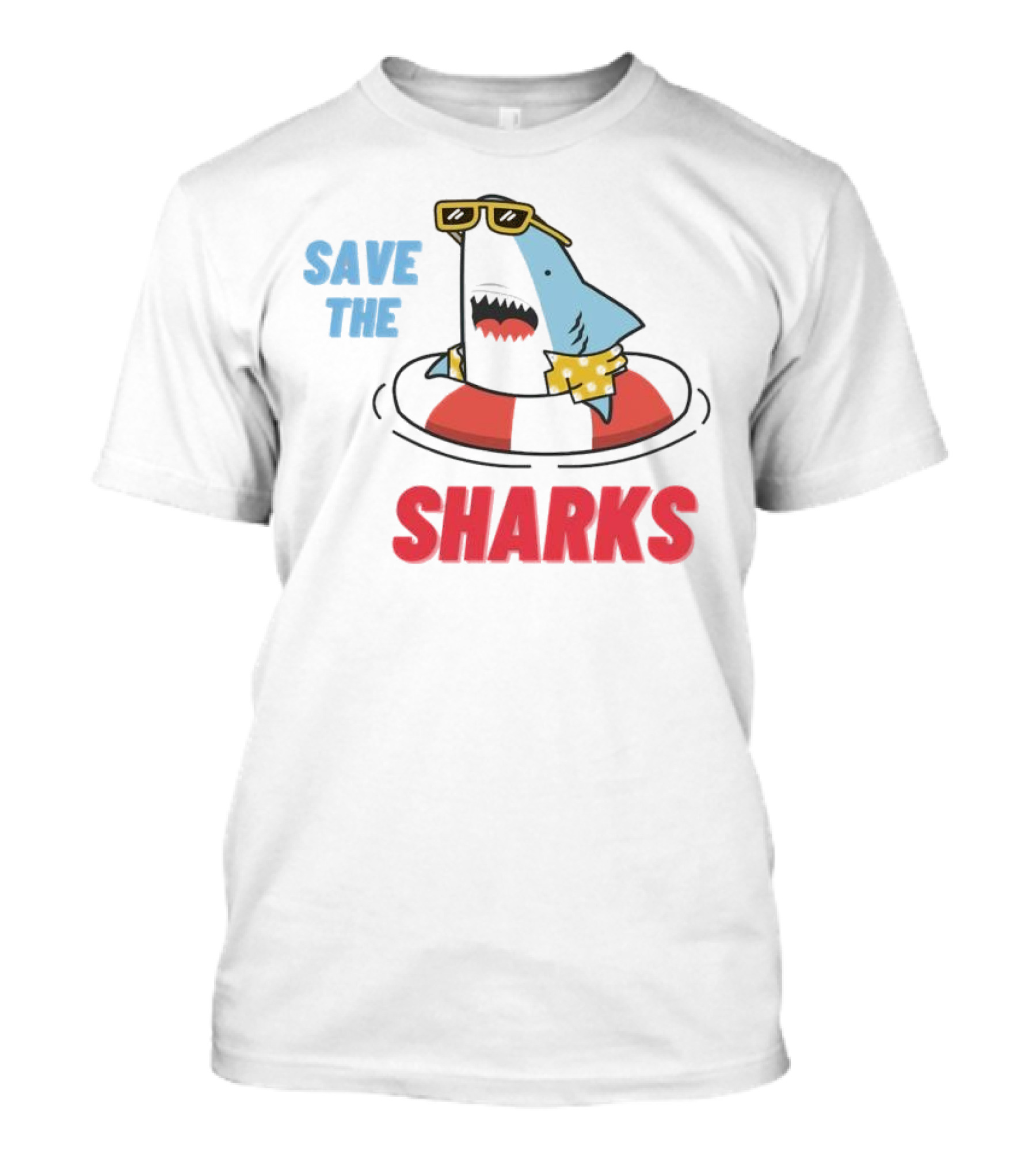 Save The Sharks Sunglasses Summer Float Fun T-Shirt