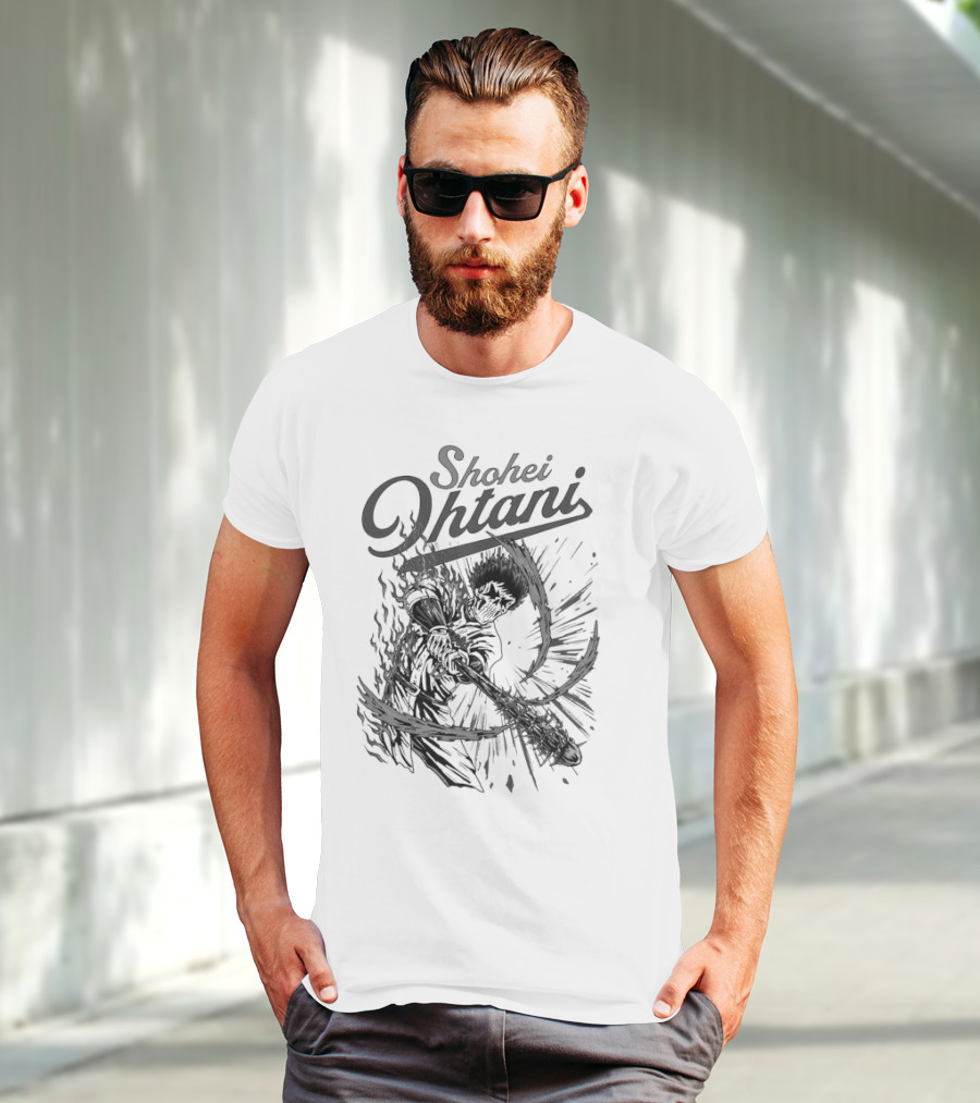 Shohei Ohtani Skeleton Manga Black And White Dynamic Action T-Shirt