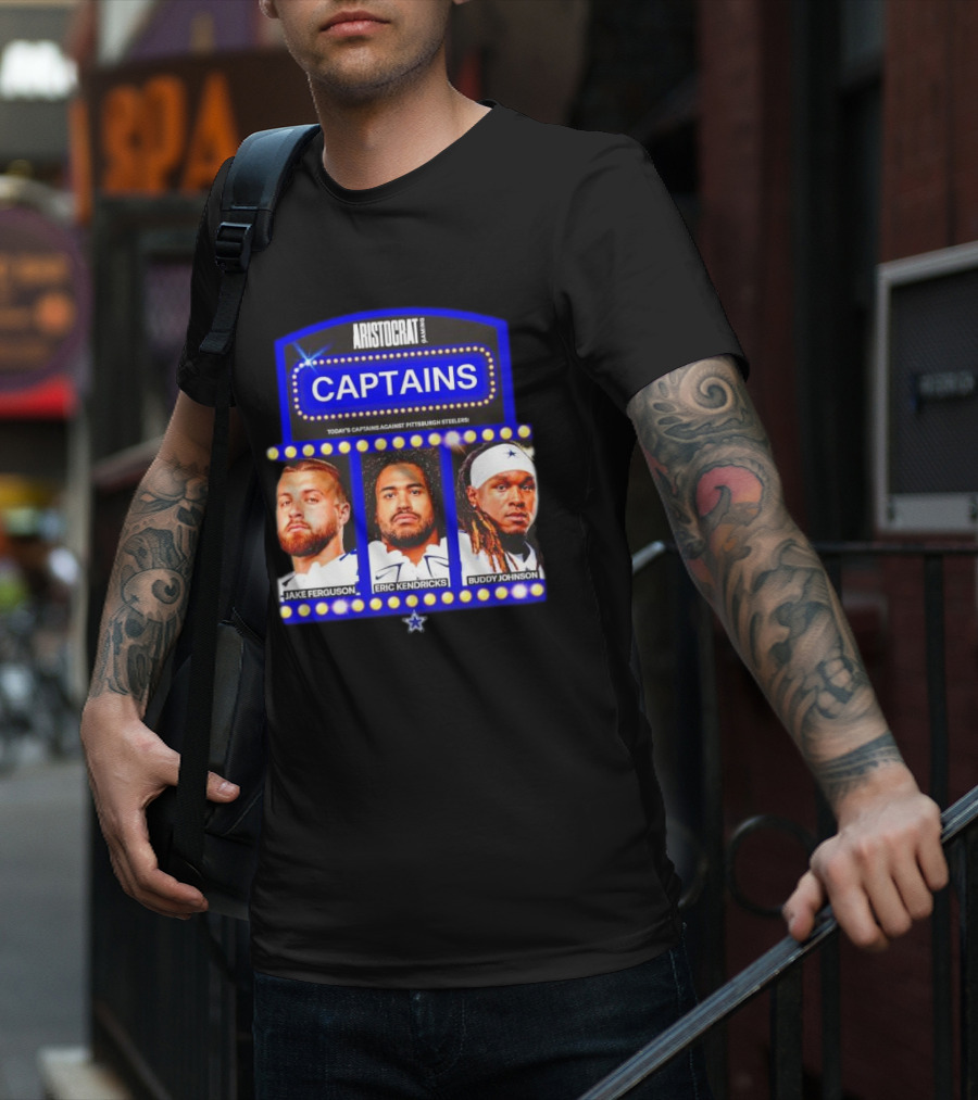 ARISTOCRAT CAPTAINS Dallas Cowboys Jake Ferguson Eric Kendricks Buddy Johnson Against Pittsburgh Steelers T-Shirt