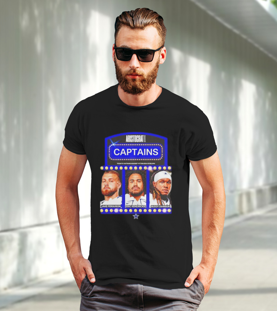 ARISTOCRAT CAPTAINS Dallas Cowboys Jake Ferguson Eric Kendricks Buddy Johnson Against Pittsburgh Steelers T-Shirt