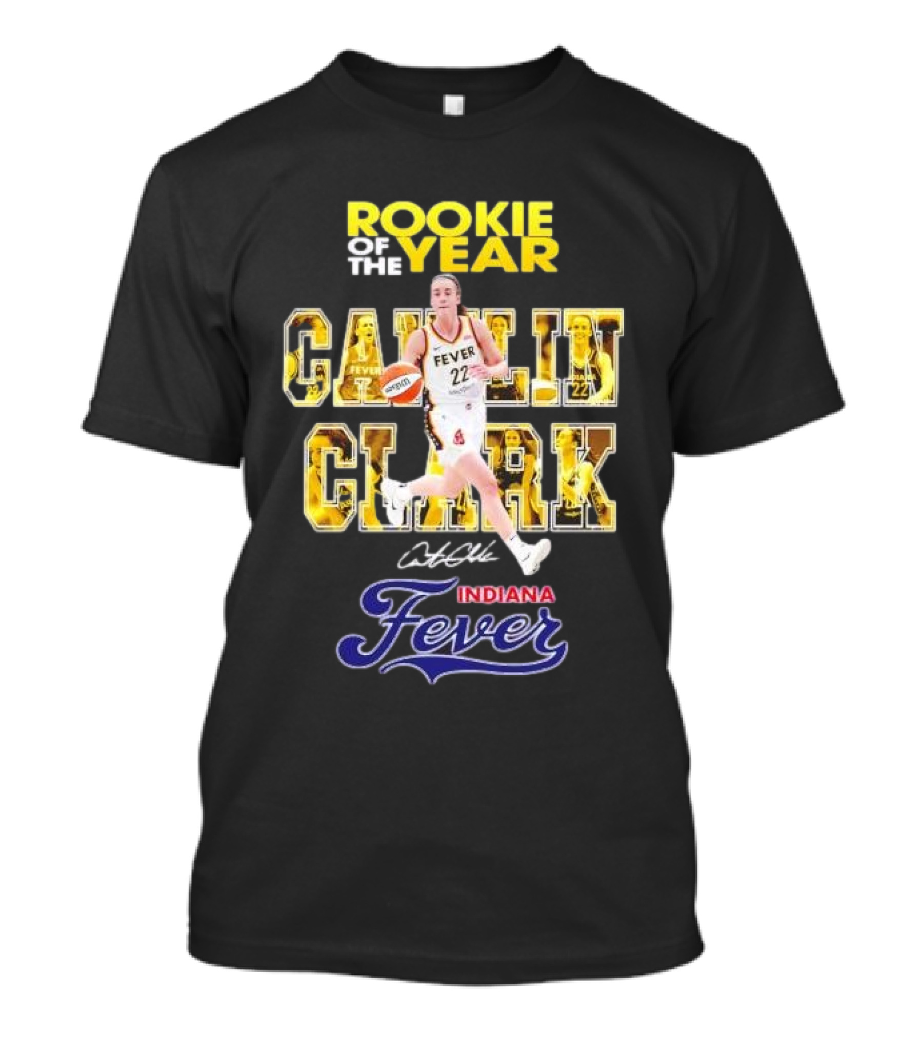 ROOKIE OF THE YEAR CAITLIN CLARK INDIANA FEVER 22 SIGNATURE T-Shirt
