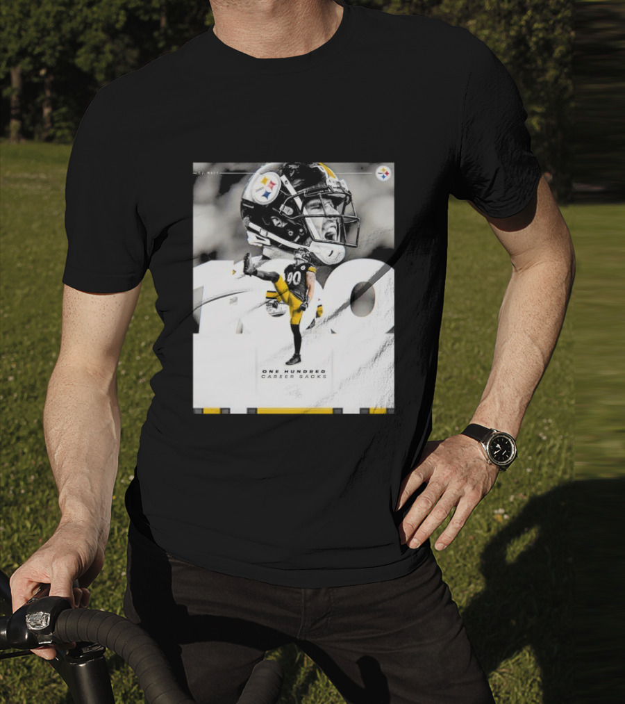 TJ Watt Pittsburgh Steelers 100 Career Sacks Signature T-Shirt