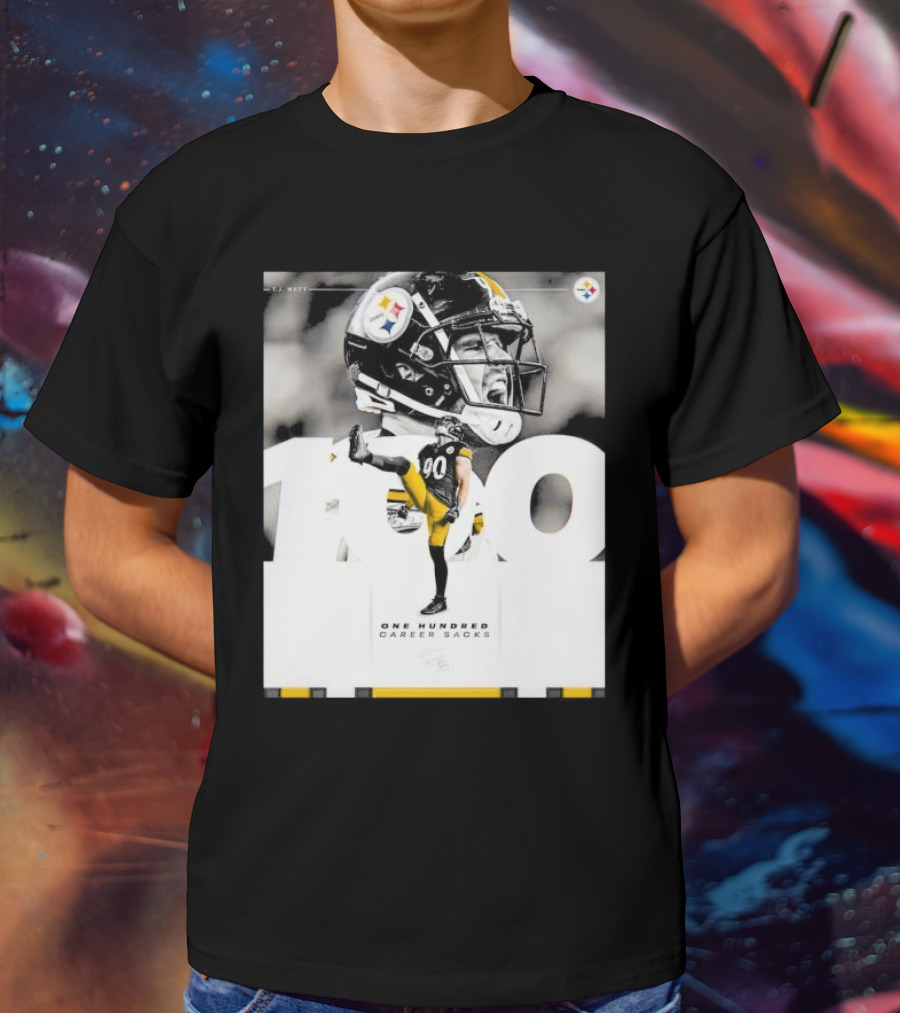 TJ Watt Pittsburgh Steelers 100 Career Sacks Signature T-Shirt