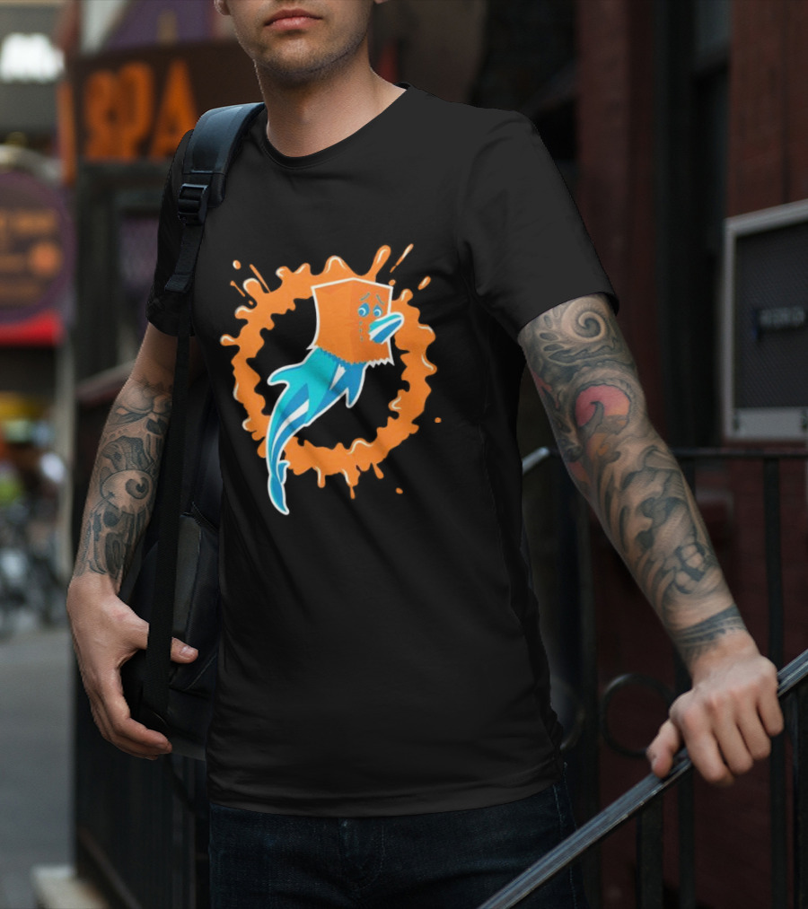 Paper Bag Dolphin Miami Dolphins Fan Humor NFL Sports Team T-Shirt