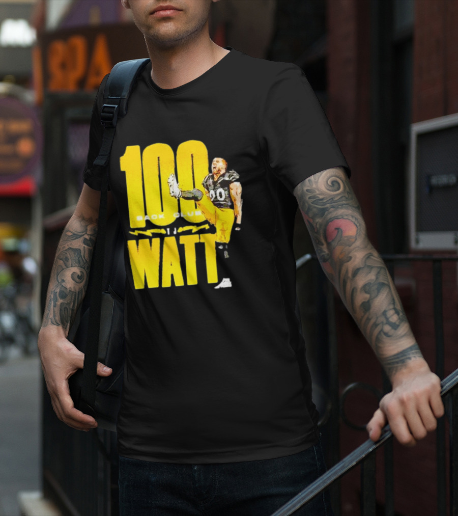 100 Sack Club Pittsburgh Steelers TJ Watt T-Shirt