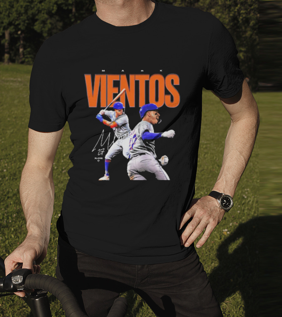 Mark Vientos New York Mets MLB 27 Signature Baseball Action T-Shirt