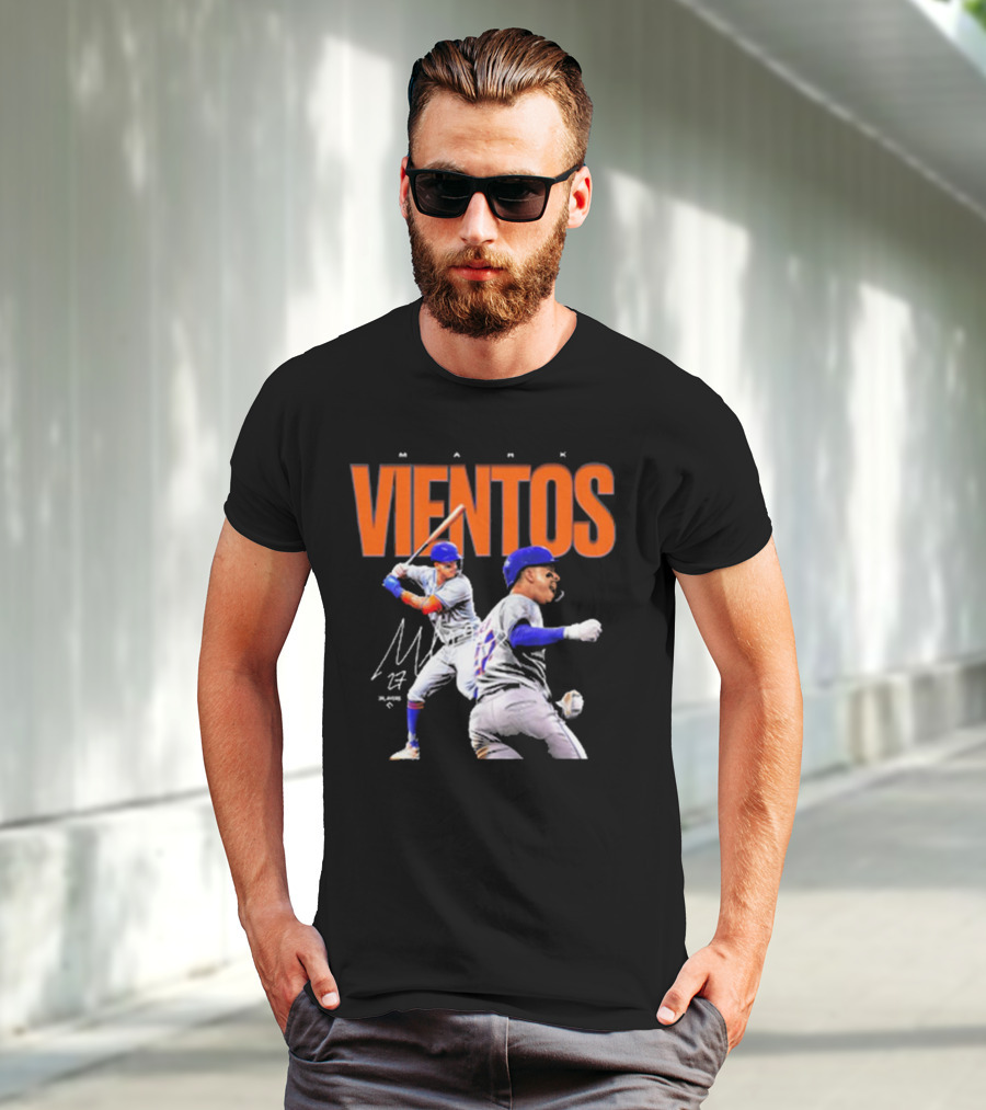 Mark Vientos New York Mets MLB 27 Signature Baseball Action T-Shirt