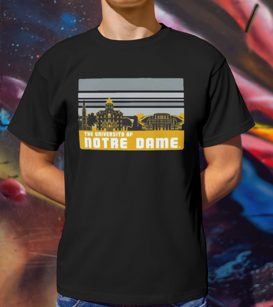 The University Of Notre Dame Fighting Irish Striped Campus Skyline T-Shirt