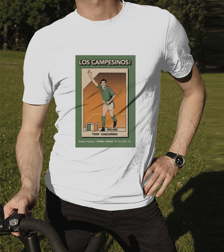 Los Campesinos Dublin Show Featuring Ireland Tony Cascarino Card At Button Factory February 8 2025 T-Shirt