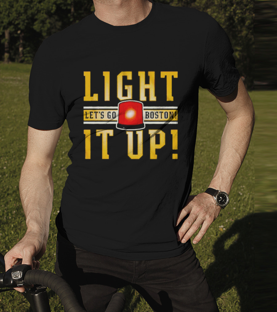 Light It Up Let's Go Boston Hockey Alarm Light T-Shirt
