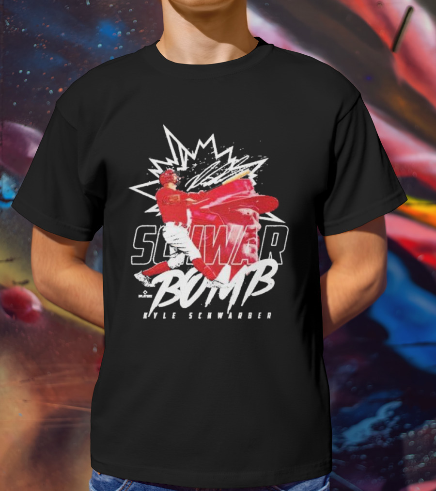 Schwar Bomb Kyle Schwarber Philadelphia Phillies Signature Iconic Baseball Explosion T-Shirt