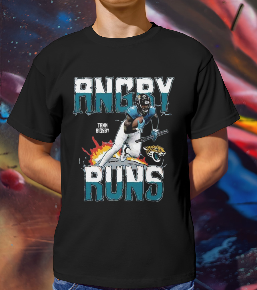 Tank Bigsby Angry Runs Jaguar Football Burst T-Shirt