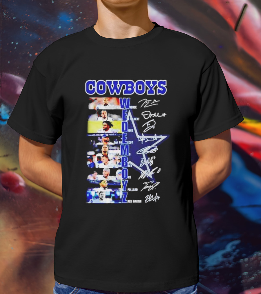 COWBOYS WE DEM BOYZ Dak Prescott DeMarcus Lawrence Trevon Diggs Brett Maher Tony Pollard CeeDee Lamb Zack Martin Dallas Players Signatures T-Shirt