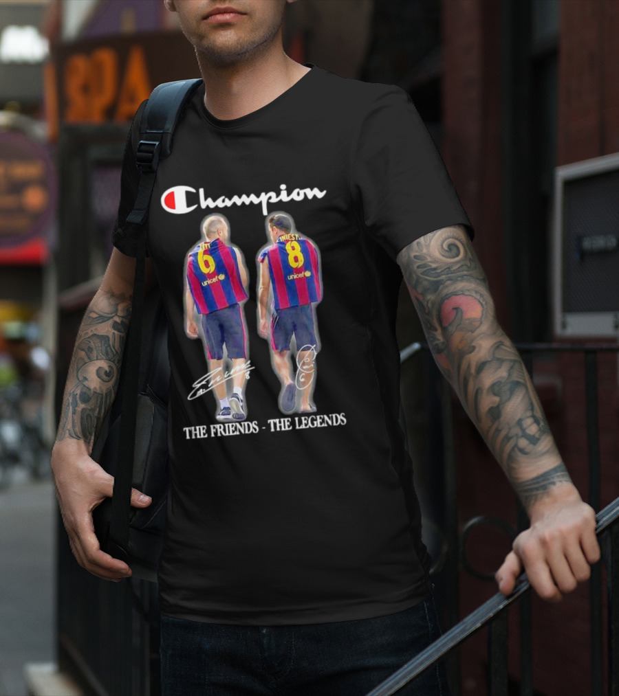 Champion Barcelona Xavi Iniesta The Friends The Legends Signatures T-Shirt