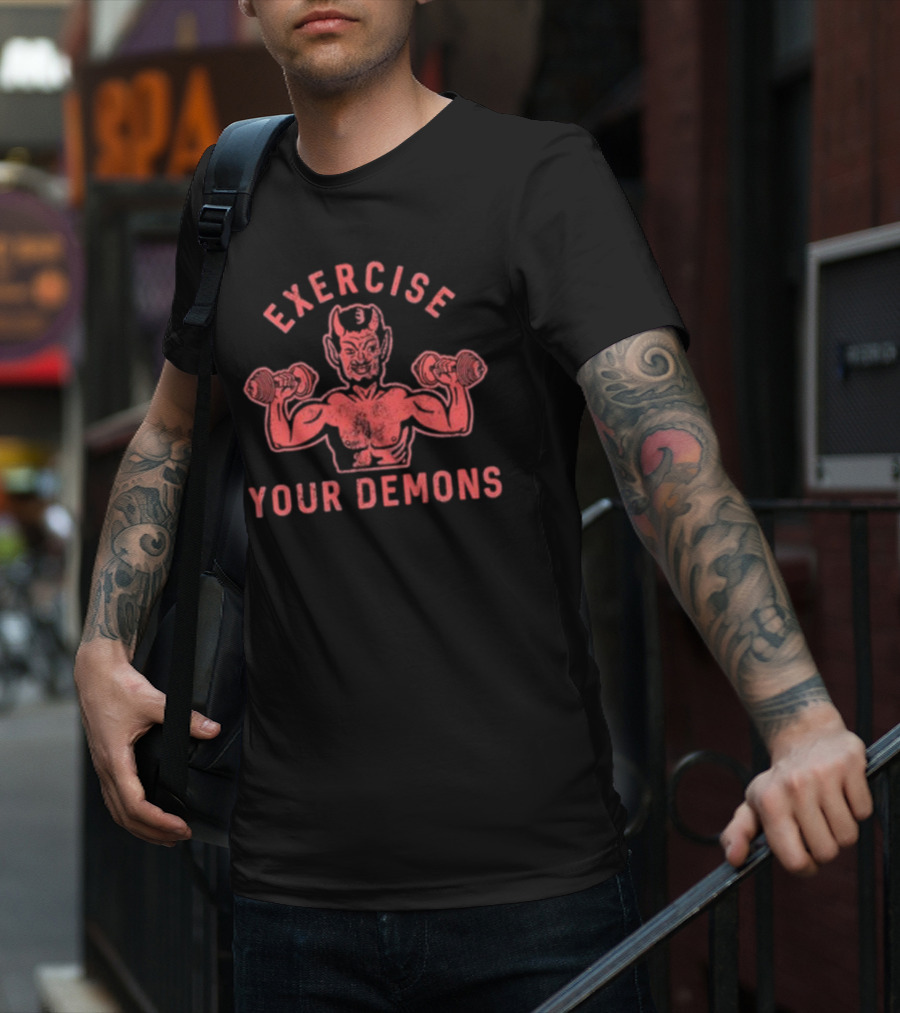 Ethan Buck Exercise Your Demons Devil Dumbbells T-Shirt
