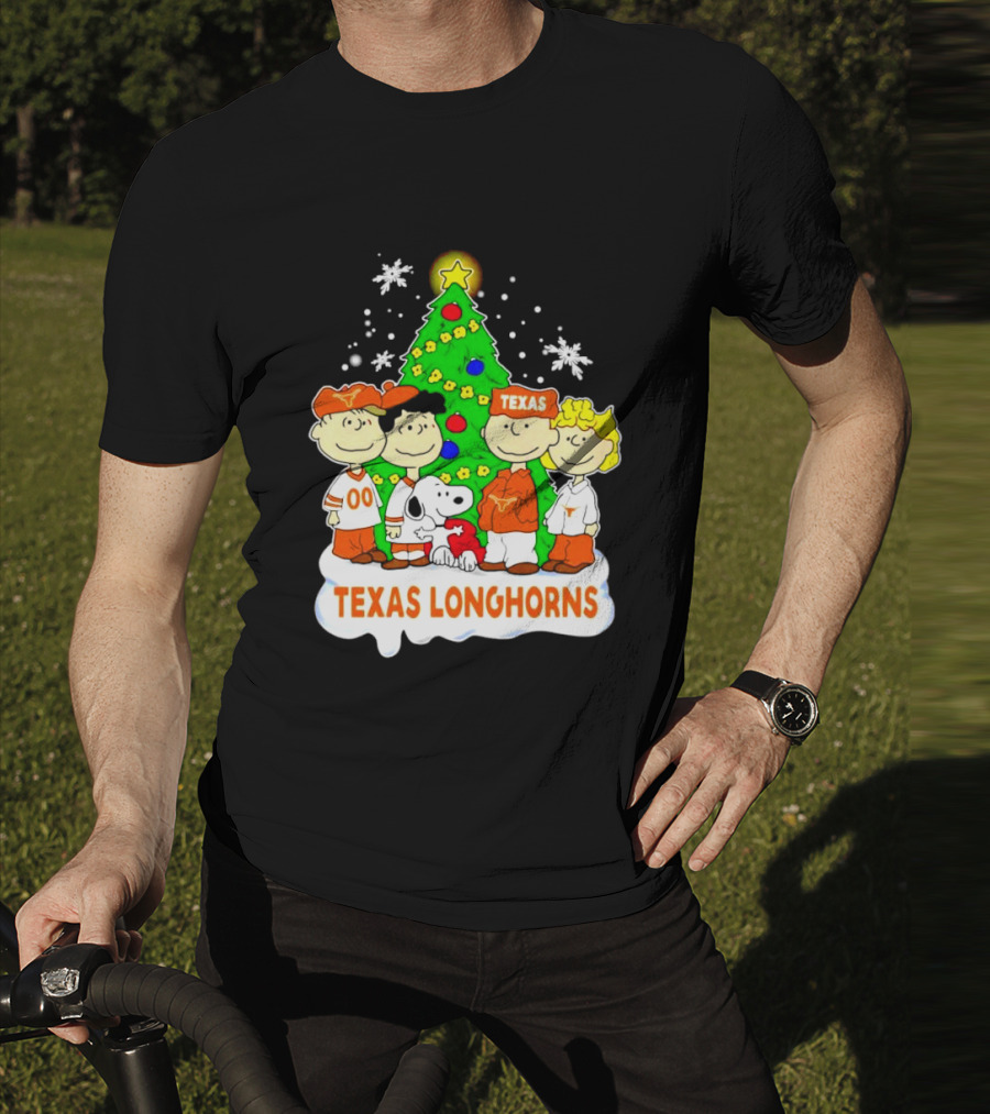 Texas Longhorns Peanuts Characters Christmas Tree T-Shirt