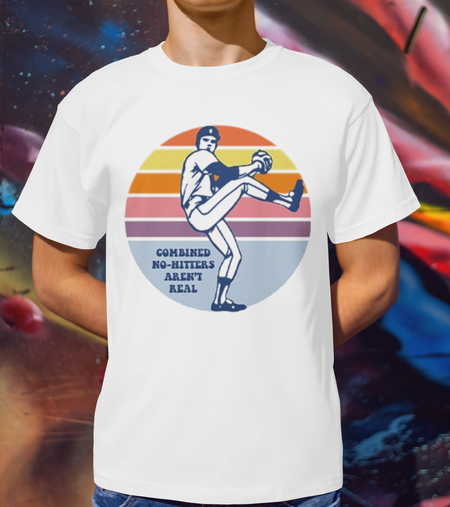 Combined No-Hitters Aren’t Real Vintage Baseball Pitcher Retro Stripes T-Shirt