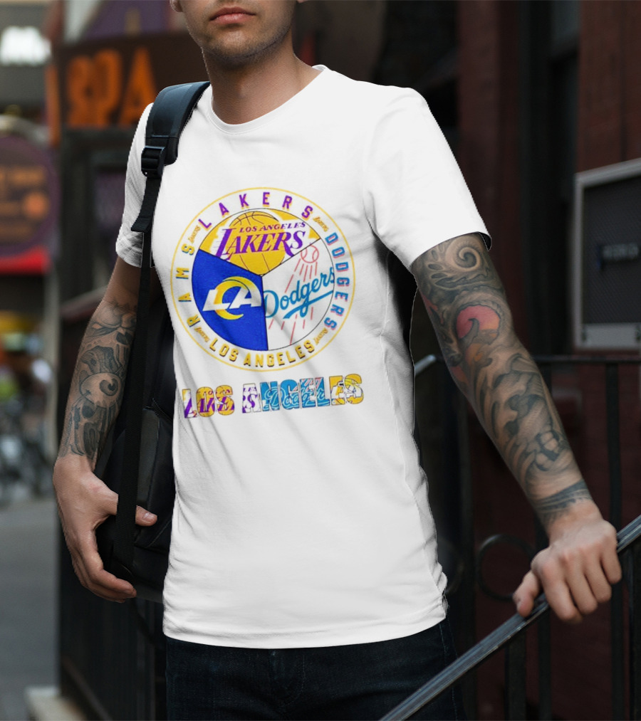 Los Angeles Rams Lakers Dodgers Circle Mashup T-Shirt