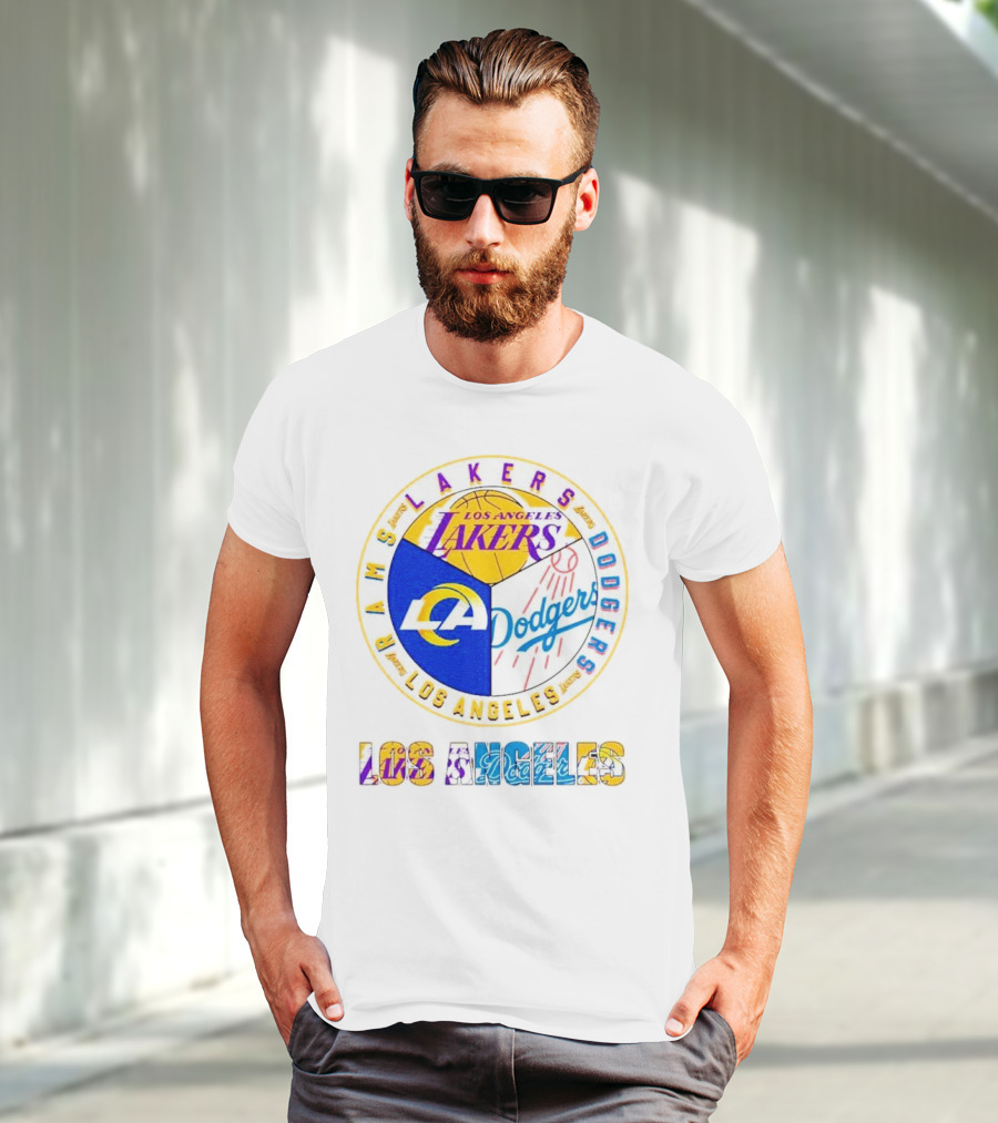 Los Angeles Rams Lakers Dodgers Circle Mashup T-Shirt