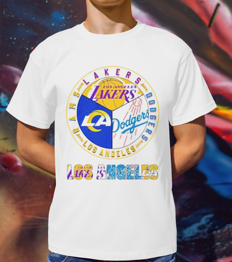 Los Angeles Rams Lakers Dodgers Circle Mashup T-Shirt