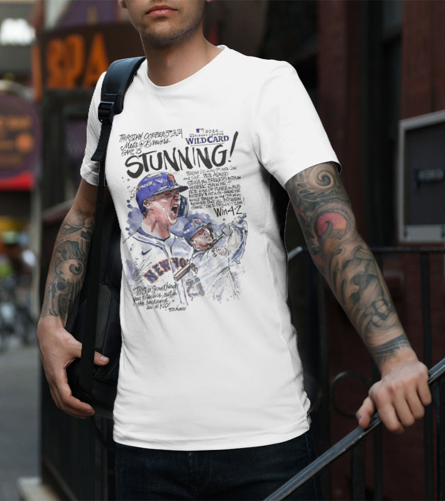 Pete Alonso New York Mets Game 3 Wild Card Series Stunning Win 4-2 T-Shirt