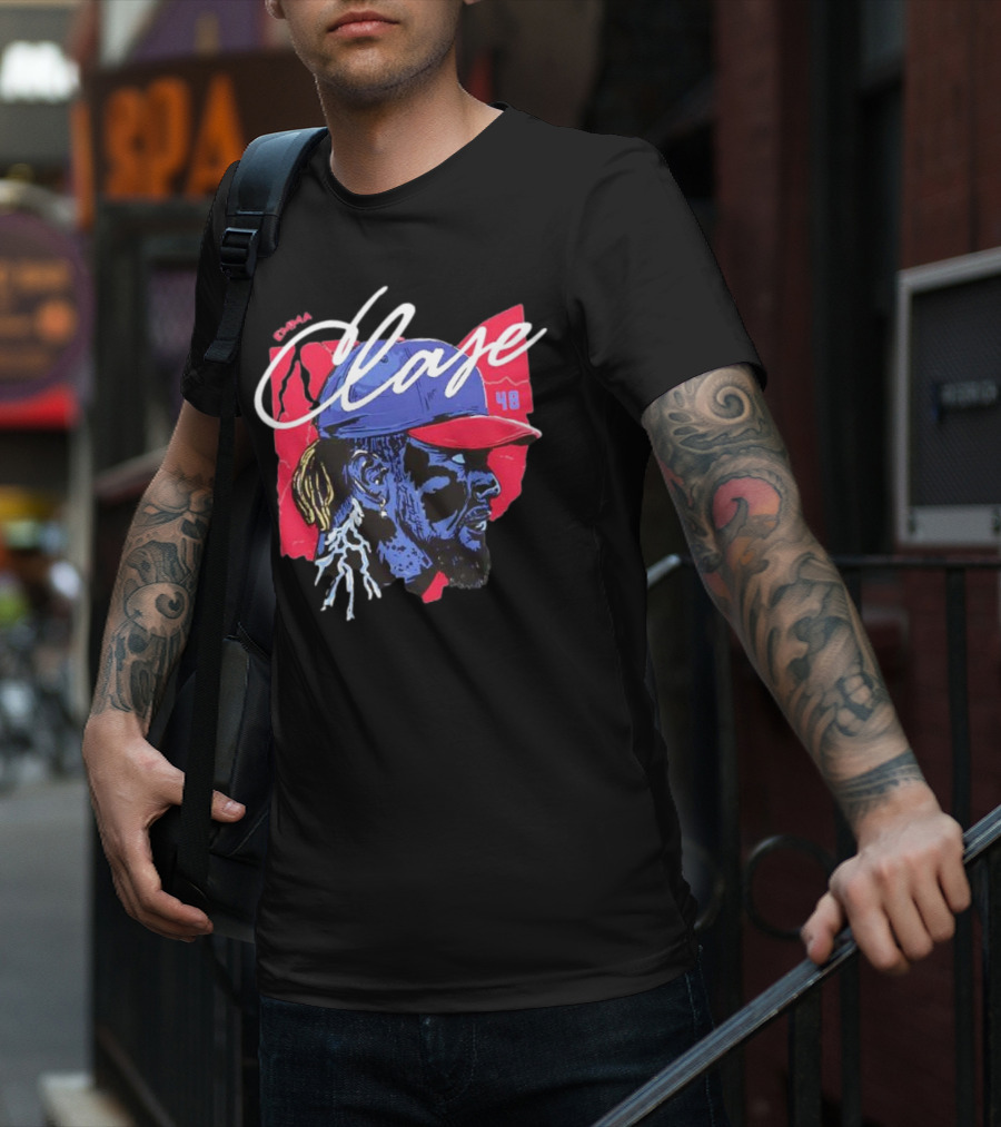 Emmanuel Clase Cleveland Guardians 48 Lightning Signature T-Shirt