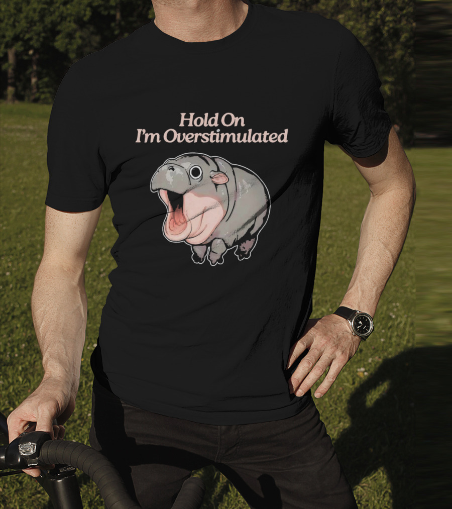 Hold On I'm Overstimulated Hippo T-Shirt