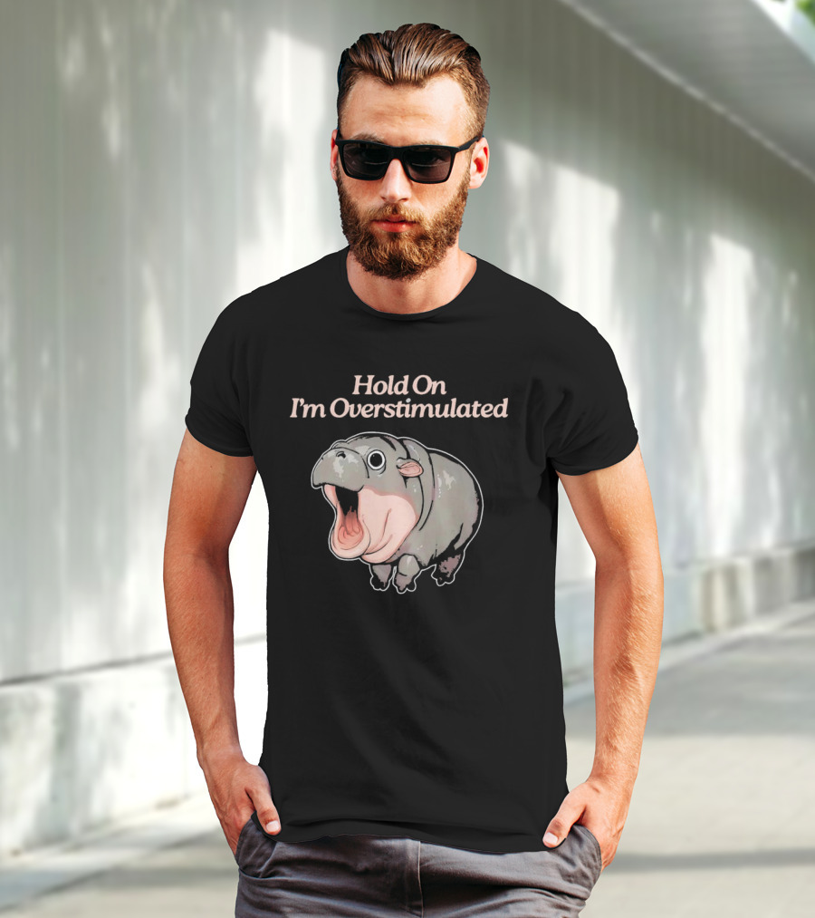 Hold On I'm Overstimulated Hippo T-Shirt
