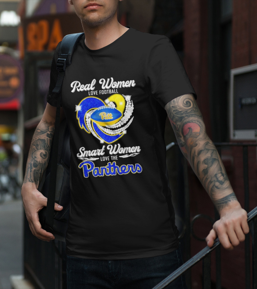 Real Women Love Football Smart Women Love Pitt Panthers T-Shirt