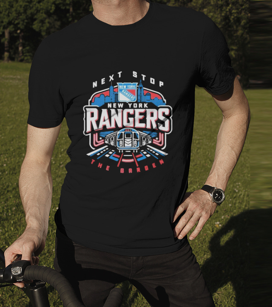 New York Rangers Subway Journey Next Stop The Garden Skyline T-Shirt