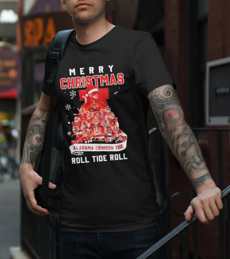 Merry Christmas Alabama Crimson Tide Roll Tide Roll T-Shirt