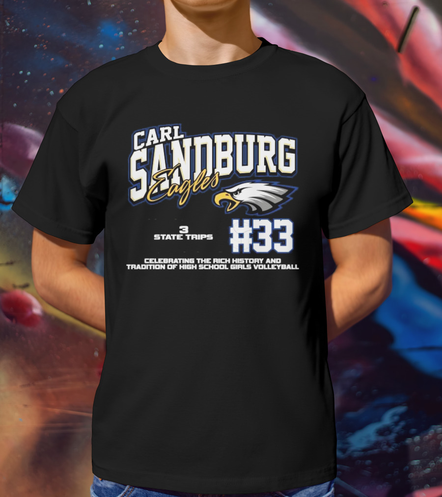 Carl Sandburg Eagles 1100+ Program Wins 3 State Trips 2 State Trophies #33 Celebrating The Rich History And Tradition Of High School Girls Volleyball T-Shirt