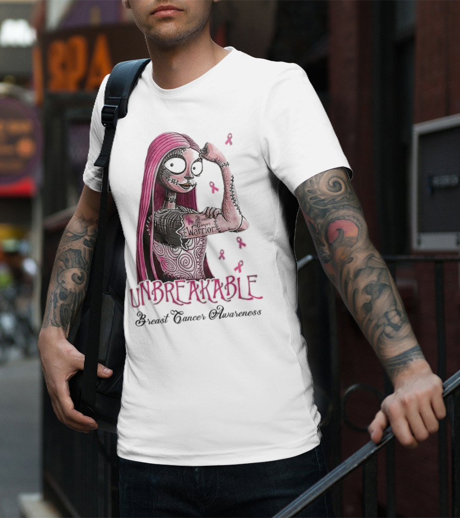 The Nightmare Before Christmas Sally Unbreakable Breast Cancer Awareness Warrior T-Shirt