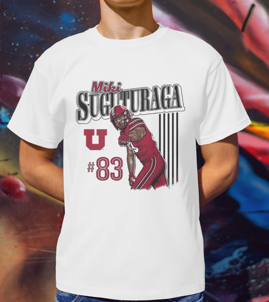 Miki Suguturaga Utah Utes #83 Football Cartoon Player T-Shirt