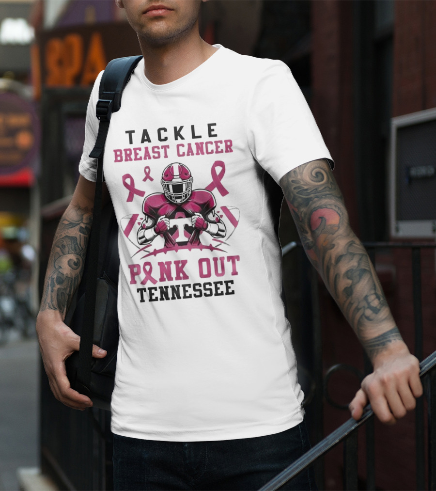 Tackle Breast Cancer Pink Out Tennessee Football T-Shirt