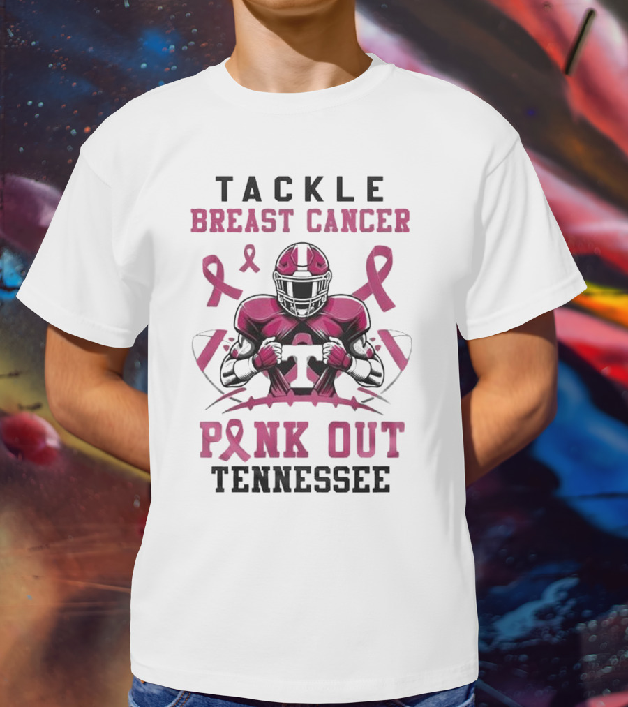 Tackle Breast Cancer Pink Out Tennessee Football T-Shirt