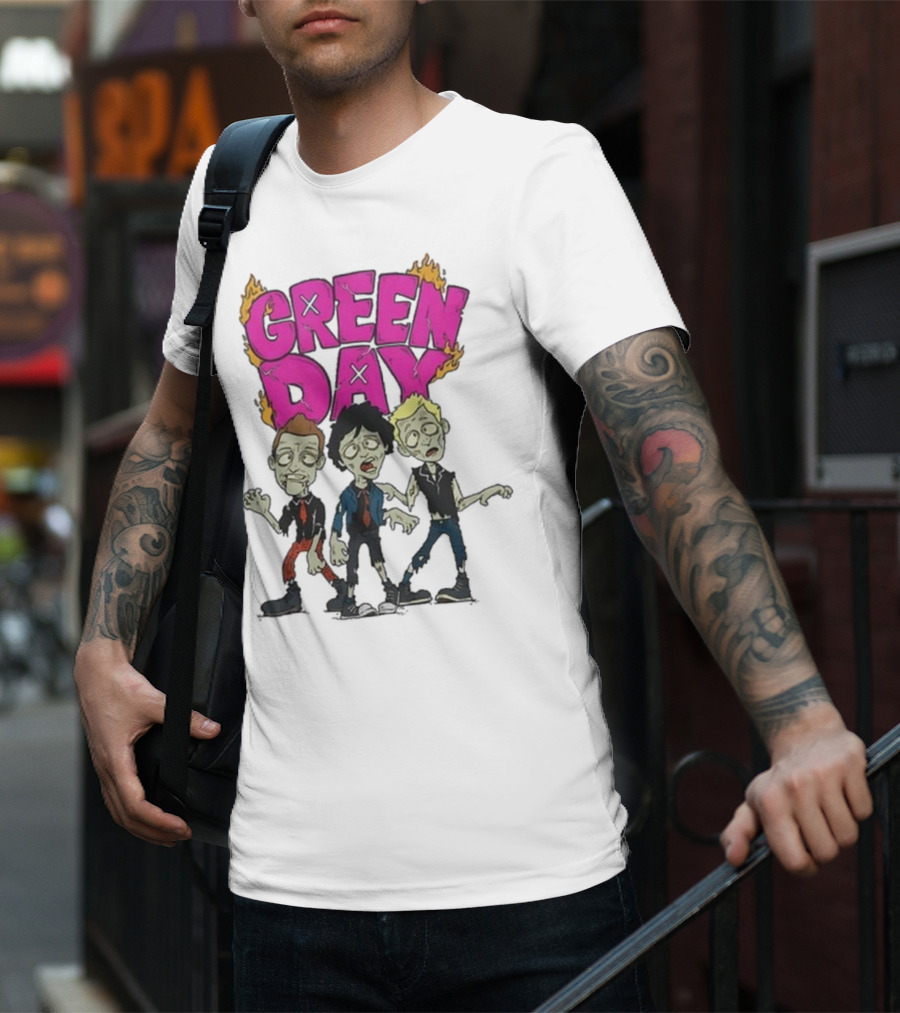Green Day Zombie Band Cartoon Characters T-Shirt