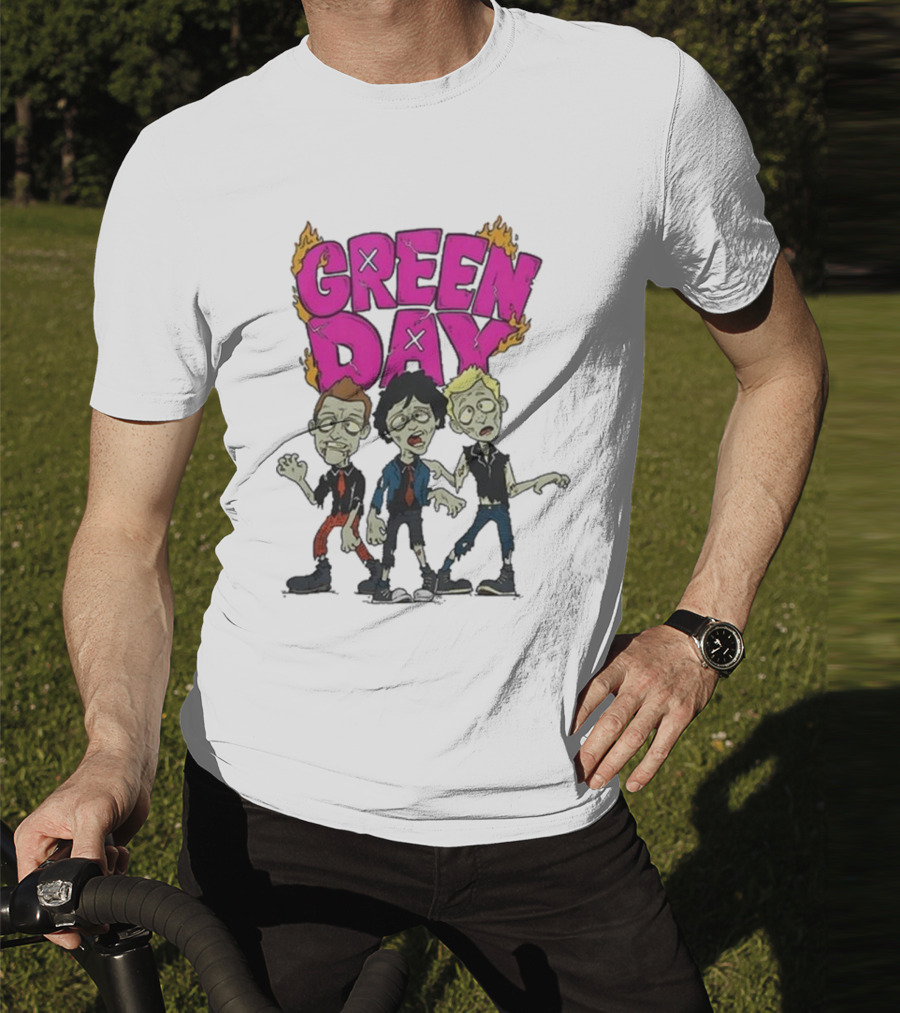 Green Day Zombie Band Cartoon Characters T-Shirt