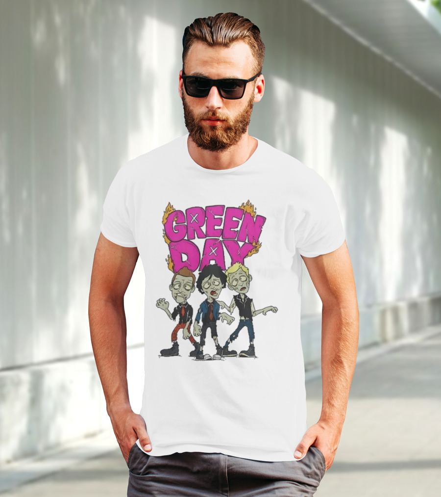 Green Day Zombie Band Cartoon Characters T-Shirt
