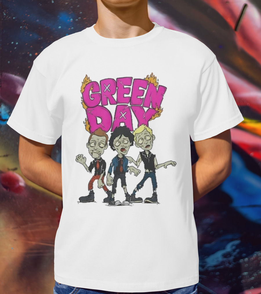 Green Day Zombie Band Cartoon Characters T-Shirt