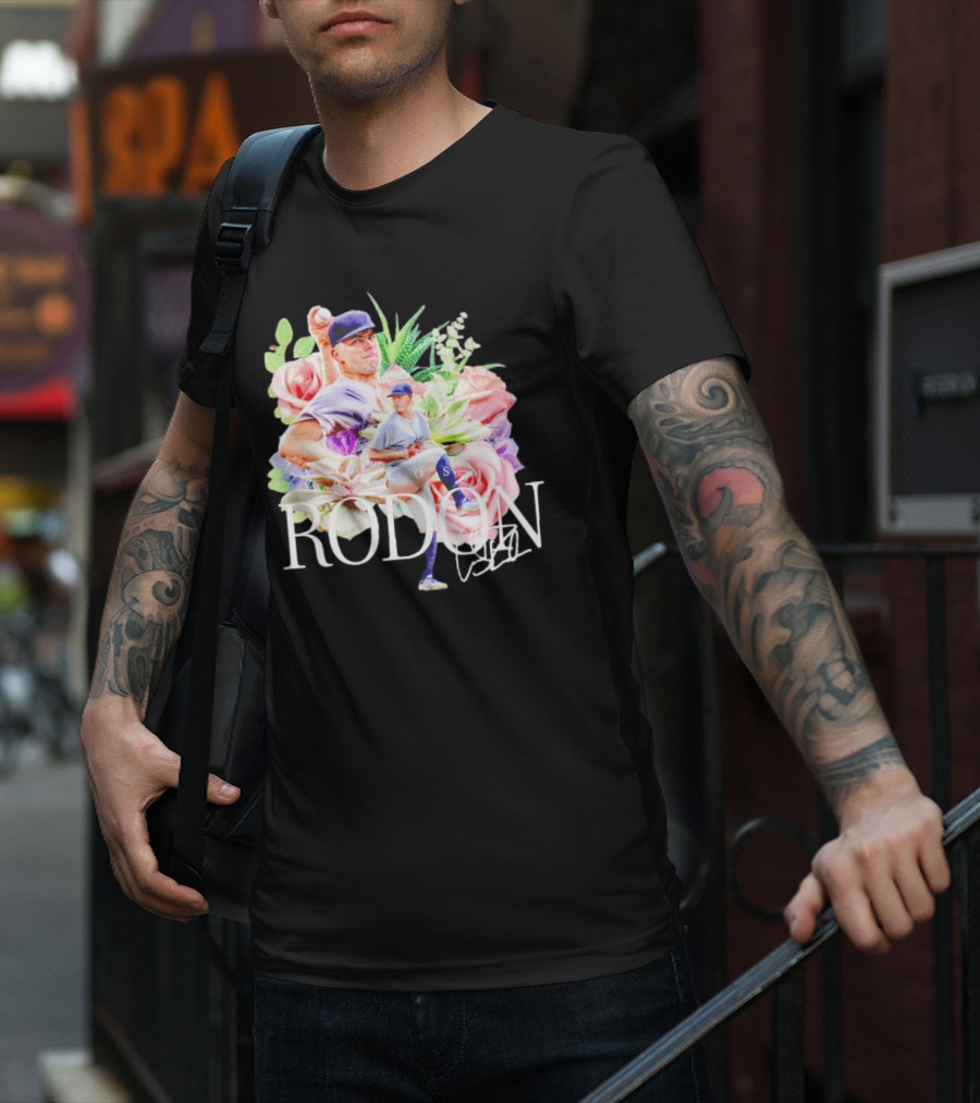Carlos Rodón New York Yankees Floral Signature Baseball T-Shirt