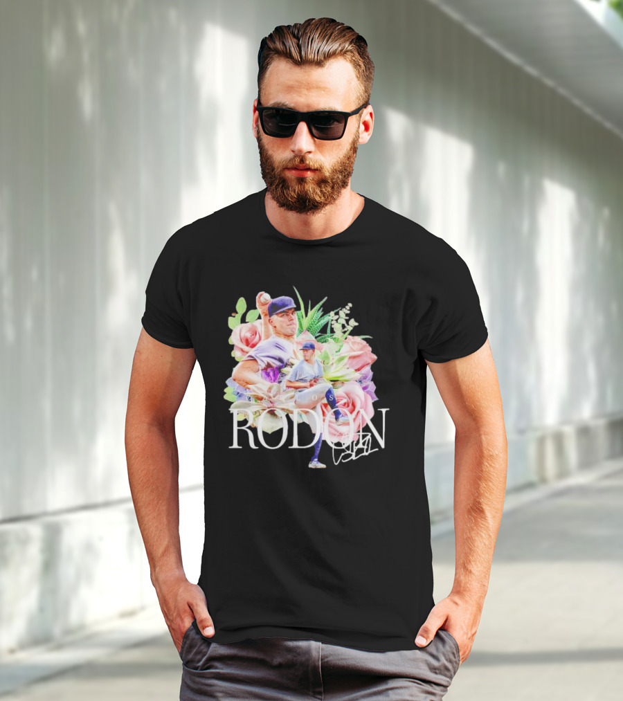 Carlos Rodón New York Yankees Floral Signature Baseball T-Shirt