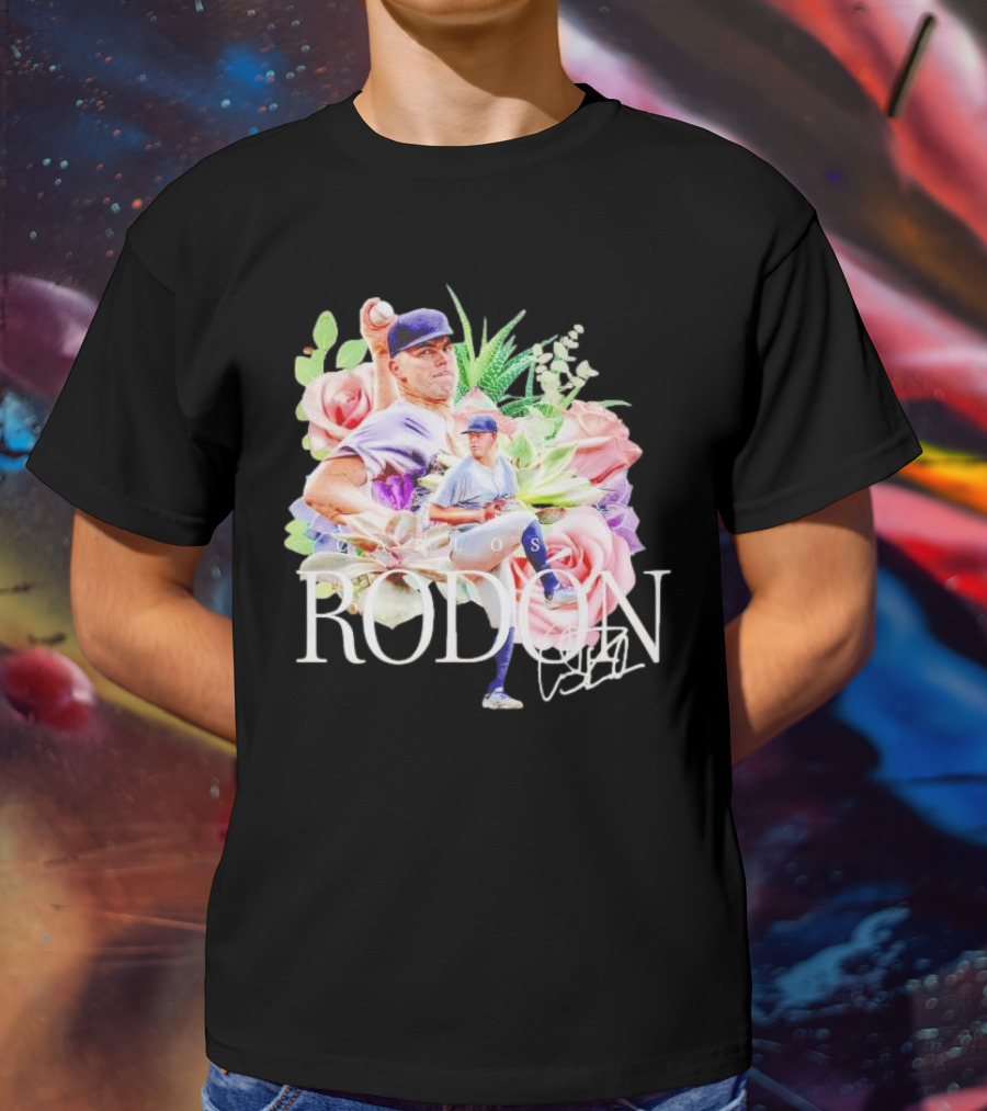 Carlos Rodón New York Yankees Floral Signature Baseball T-Shirt
